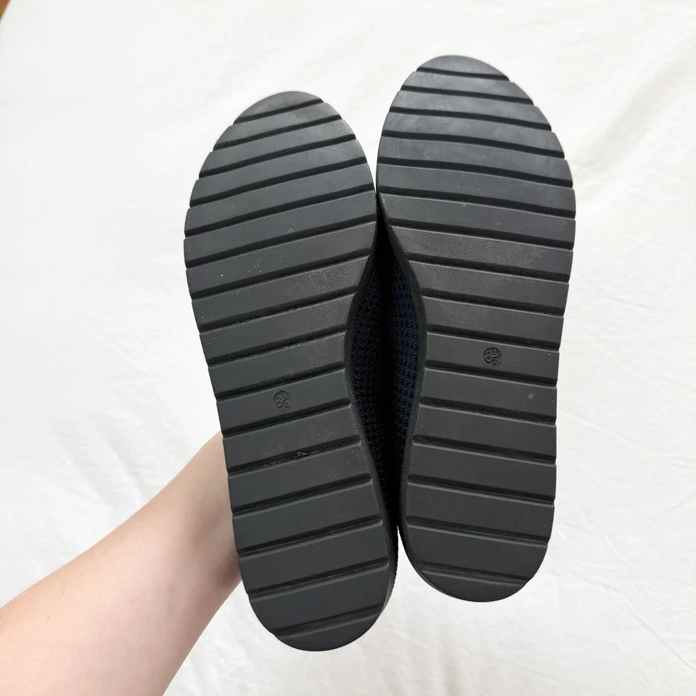 Eileen Fisher Heaven Stretch Knit Wedge Ballet Flats Navy Blue Size 8.5